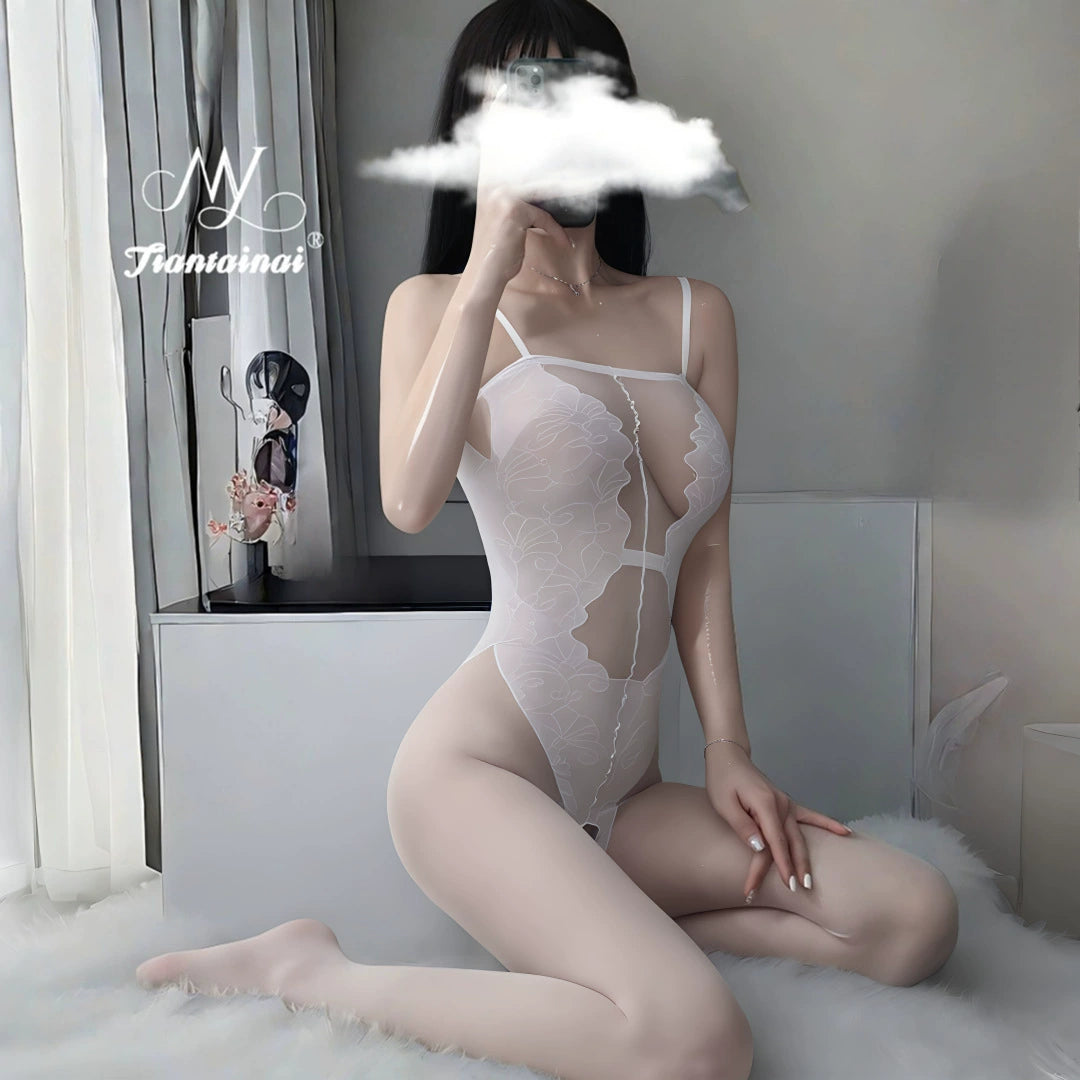 8863-8053 LINGERIE Wanita Import Sleepwear Transparant Jumpsuit Bodysuit